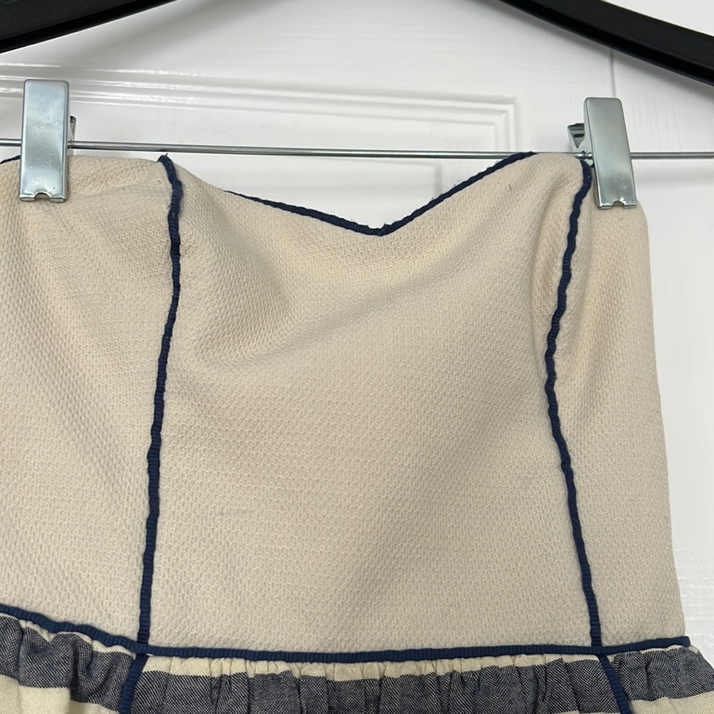 Kimchi Blue Cream Navy Striped Strapless Mini Dress Sweetheart - Picture 5 of 8